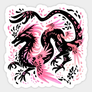 Cherry Blossom Winged Dragon Sticker